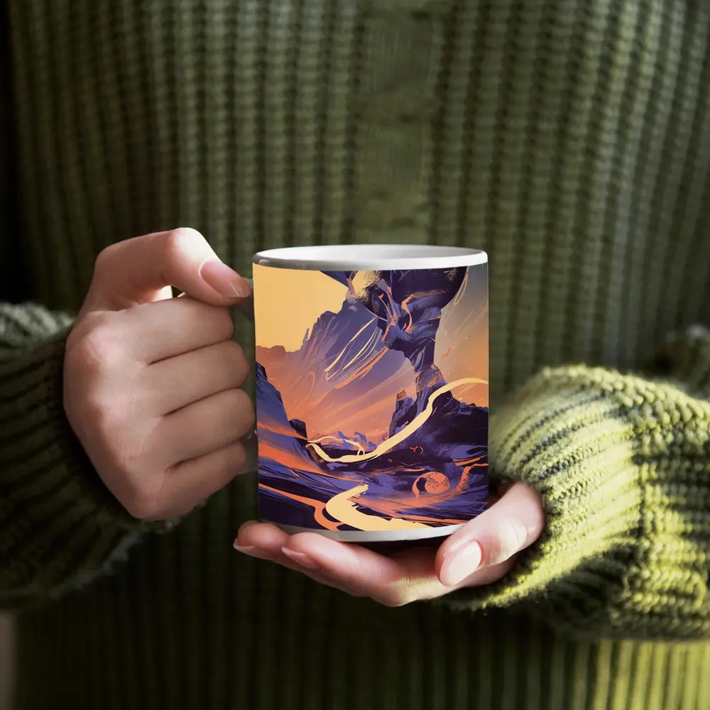 Desert Canyon Abstract Swirling Landscape Art – Mugs