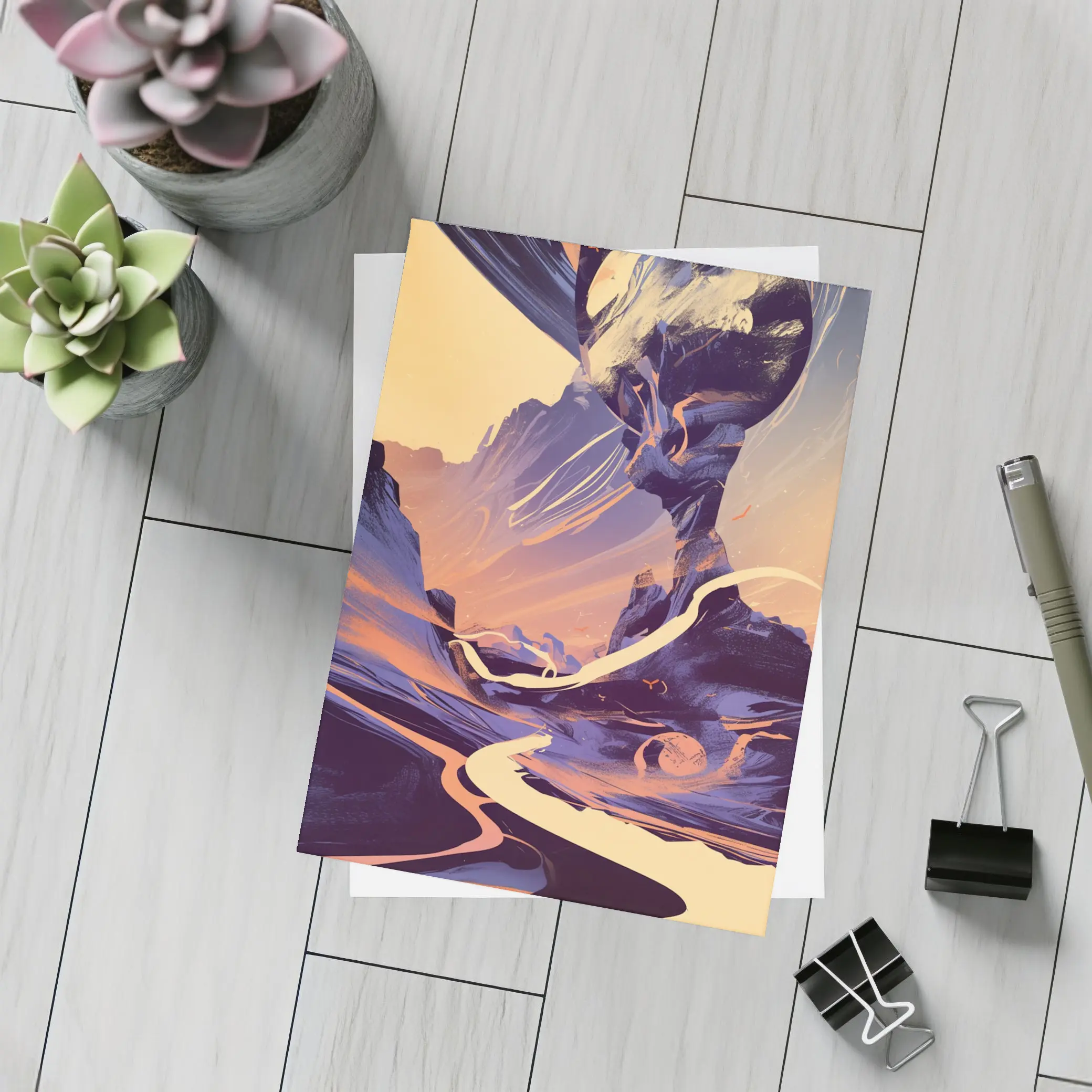 Desert Canyon Abstract Swirling Landscape Art – Postcards
