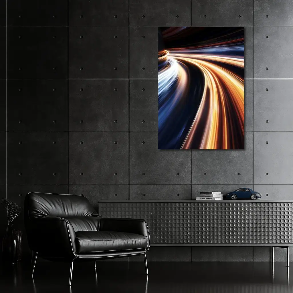 Speed Light Trails Abstract Dark Background – Wall Art