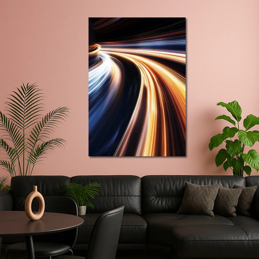 Speed Light Trails Abstract Dark Background – Wall Art