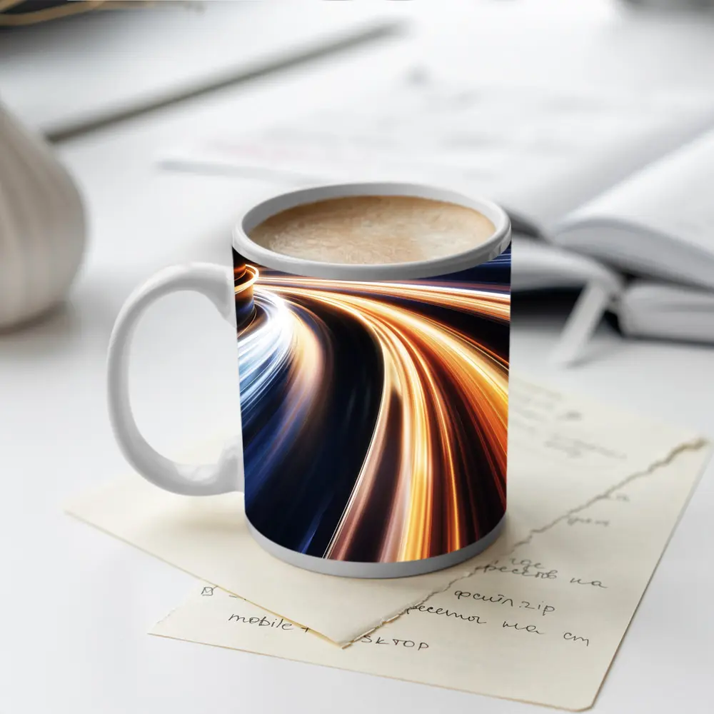 Speed Light Trails Abstract Dark Background – Mugs