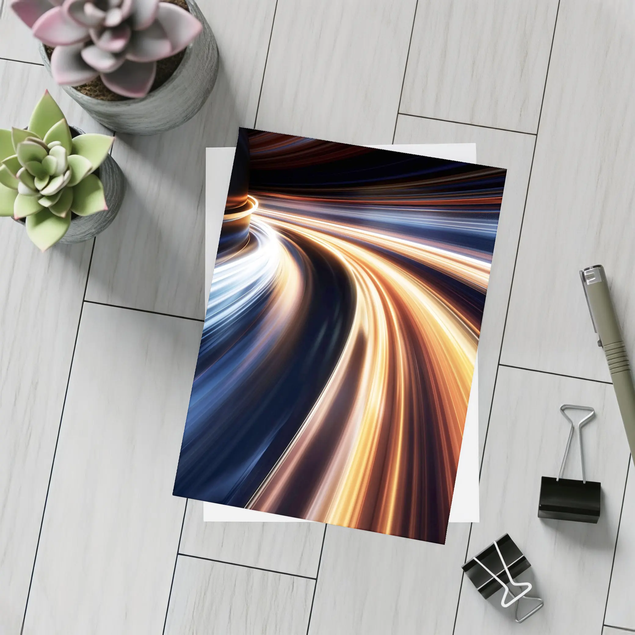 Speed Light Trails Abstract Dark Background – Postcards