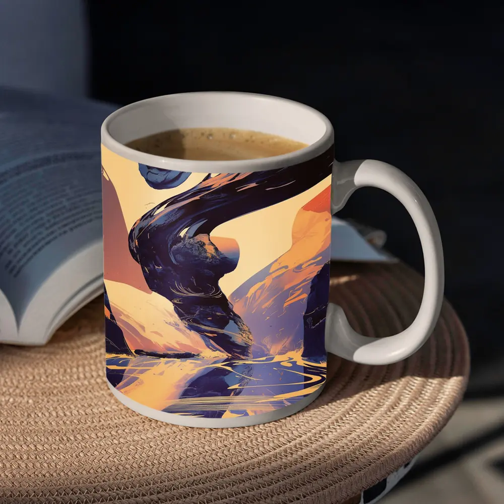 Abstract Dark Wave Canyon Surreal Art – Mugs