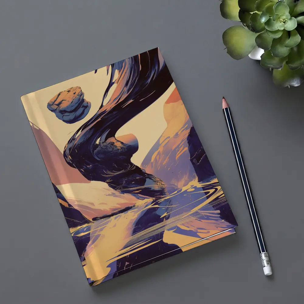 Abstract Dark Wave Canyon Surreal Art – Notebooks
