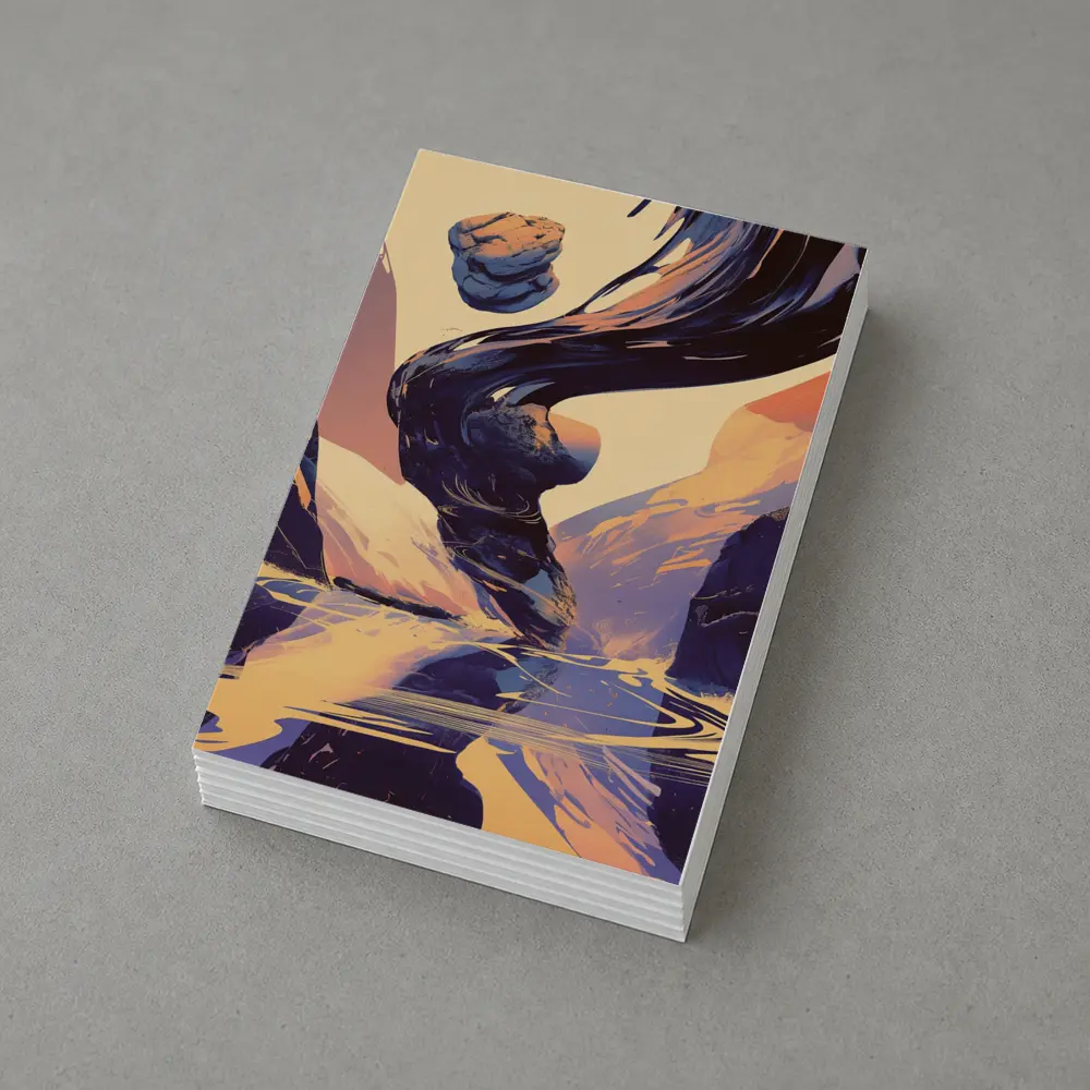 Abstract Dark Wave Canyon Surreal Art – Postcards