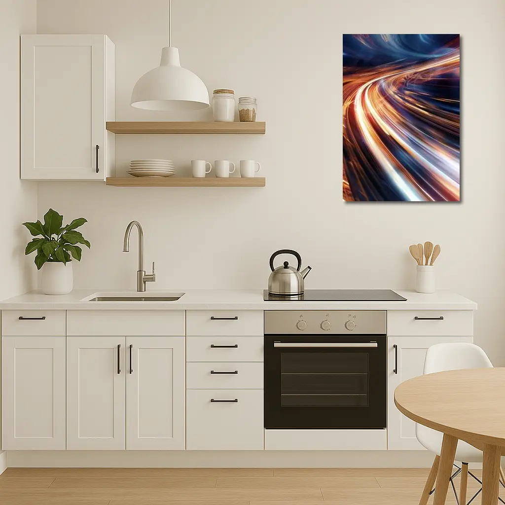 Abstract Light Trails Speed Dark Blue Background – Wall Art