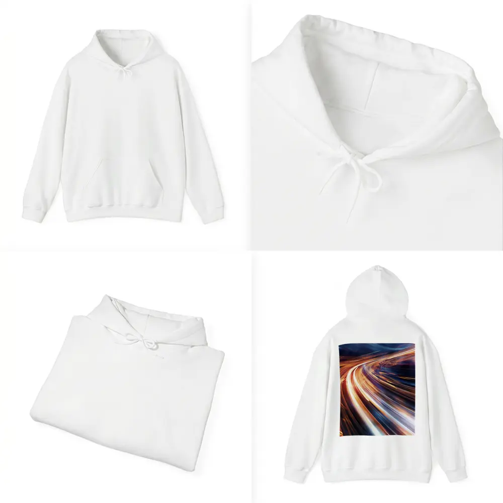 Abstract Light Trails Speed Dark Blue Background – Hoodies