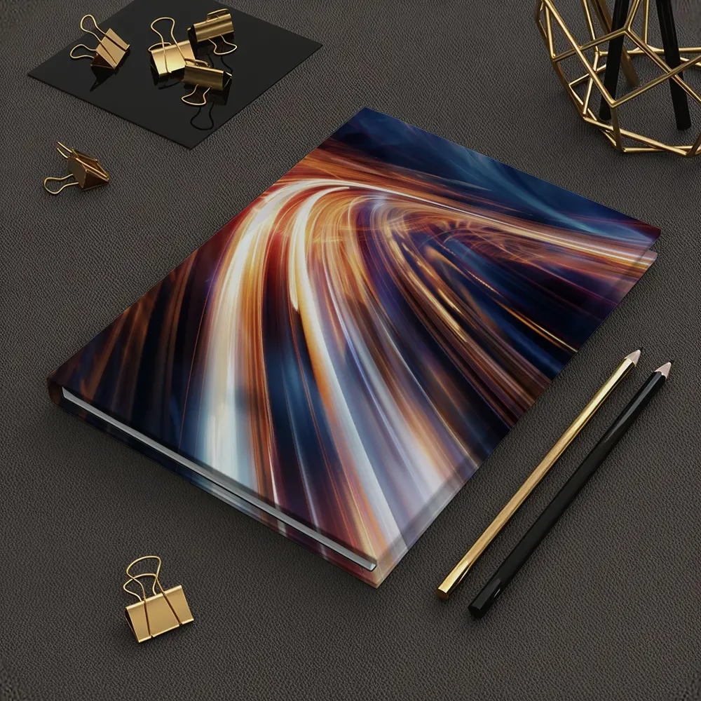 Abstract Light Trails Speed Dark Blue Background – Notebooks