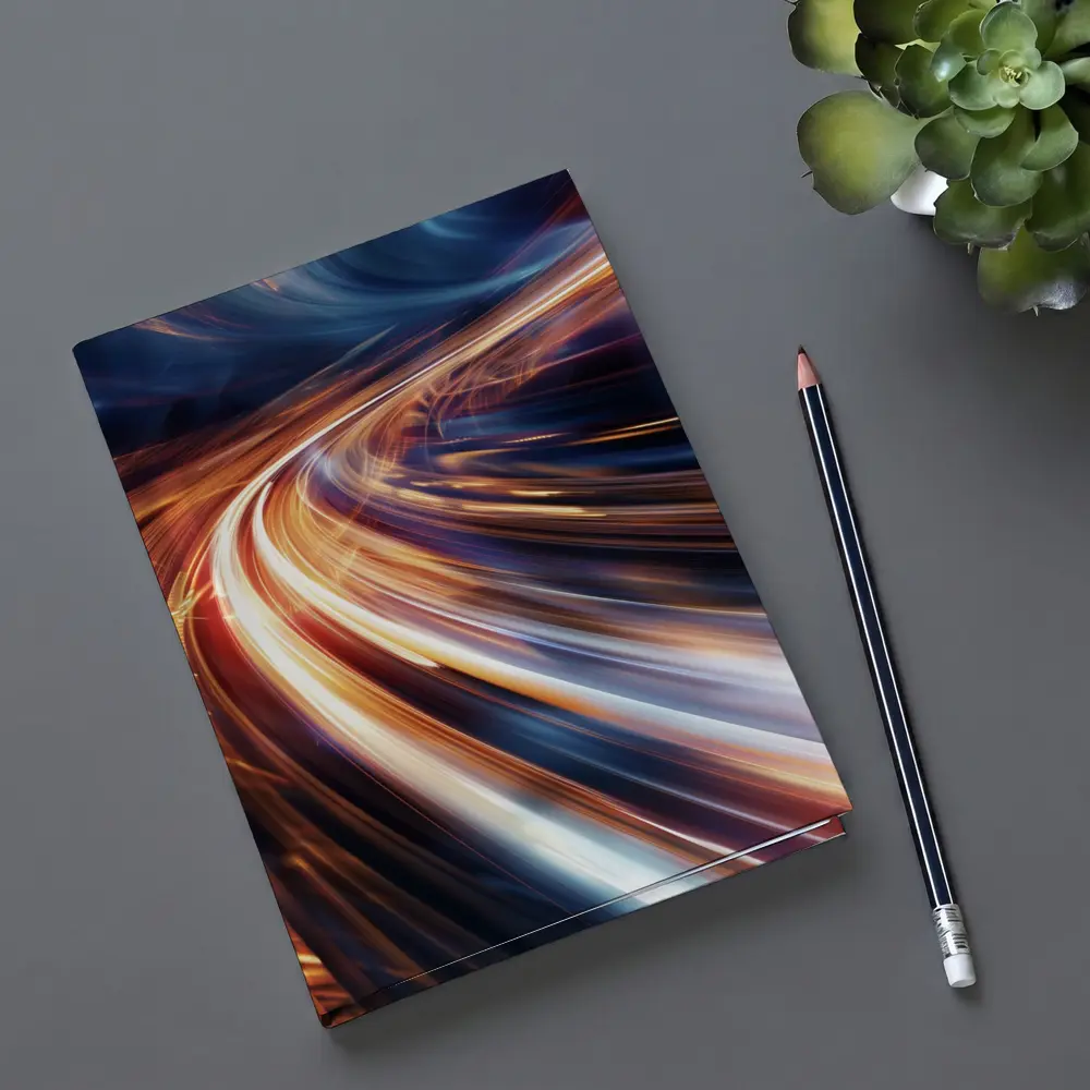 Abstract Light Trails Speed Dark Blue Background – Notebooks