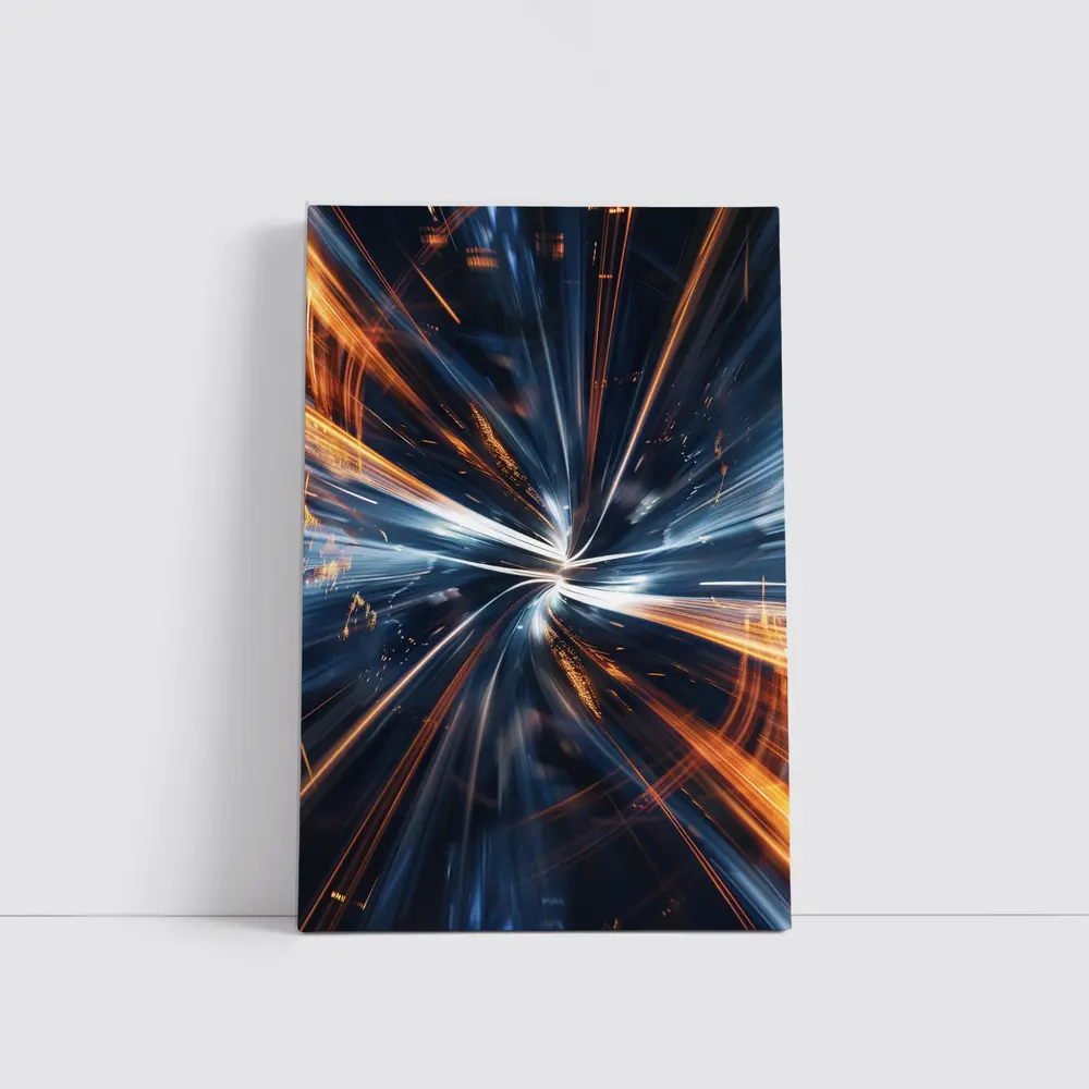 Blue Orange Light Speed Tunnel Abstract Art – Wall Art
