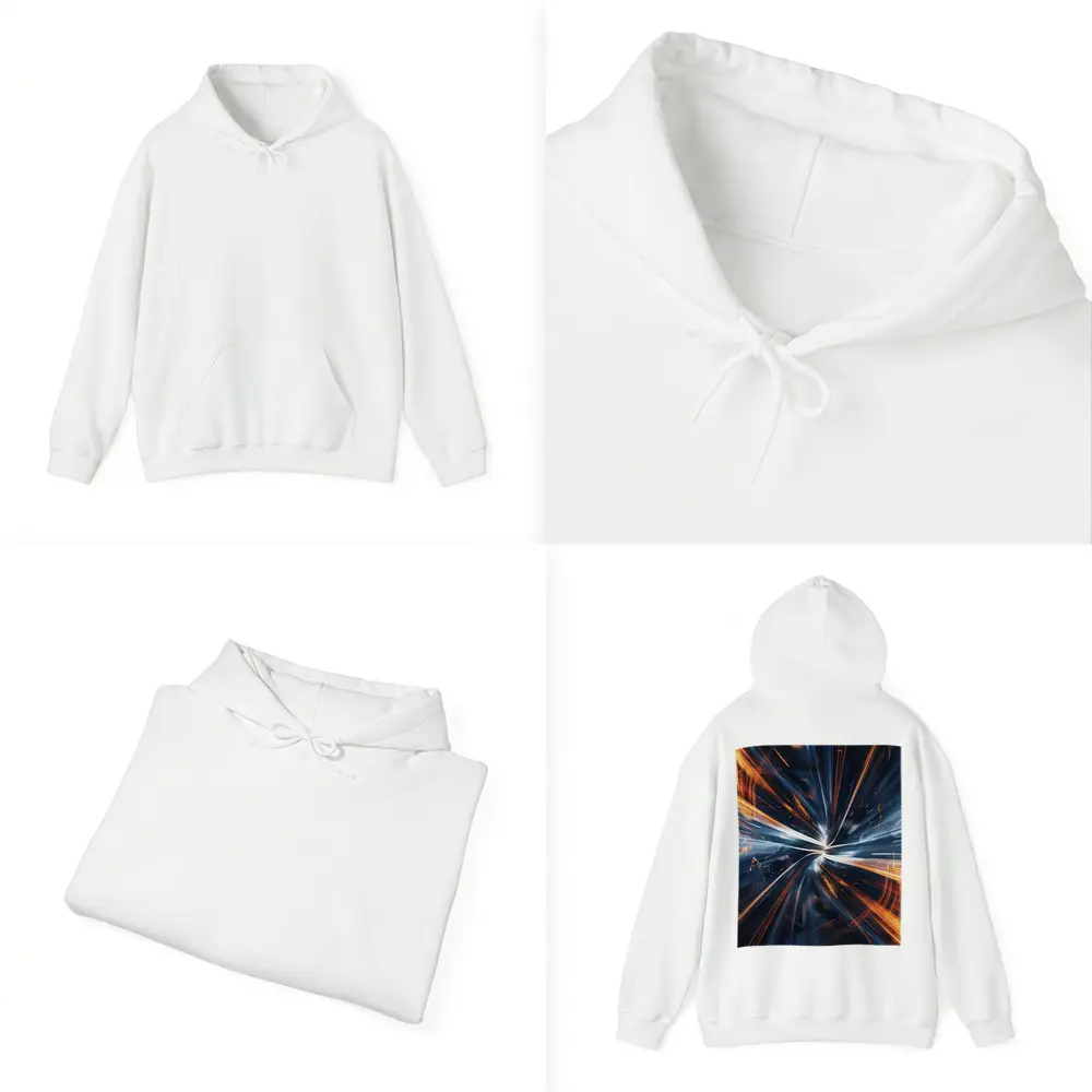 Blue Orange Light Speed Tunnel Abstract Art – Hoodies