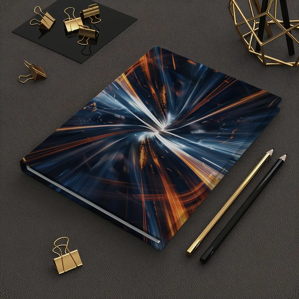 Blue Orange Light Speed Tunnel Abstract Art – Notebooks