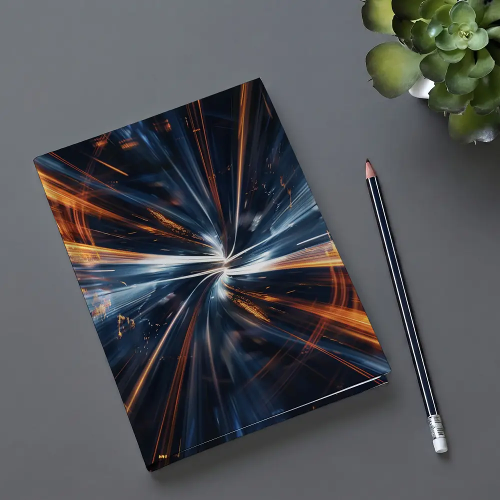 Blue Orange Light Speed Tunnel Abstract Art – Notebooks
