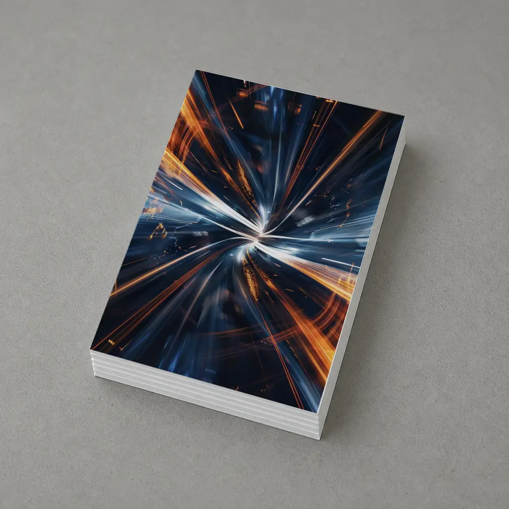Blue Orange Light Speed Tunnel Abstract Art – Postcards