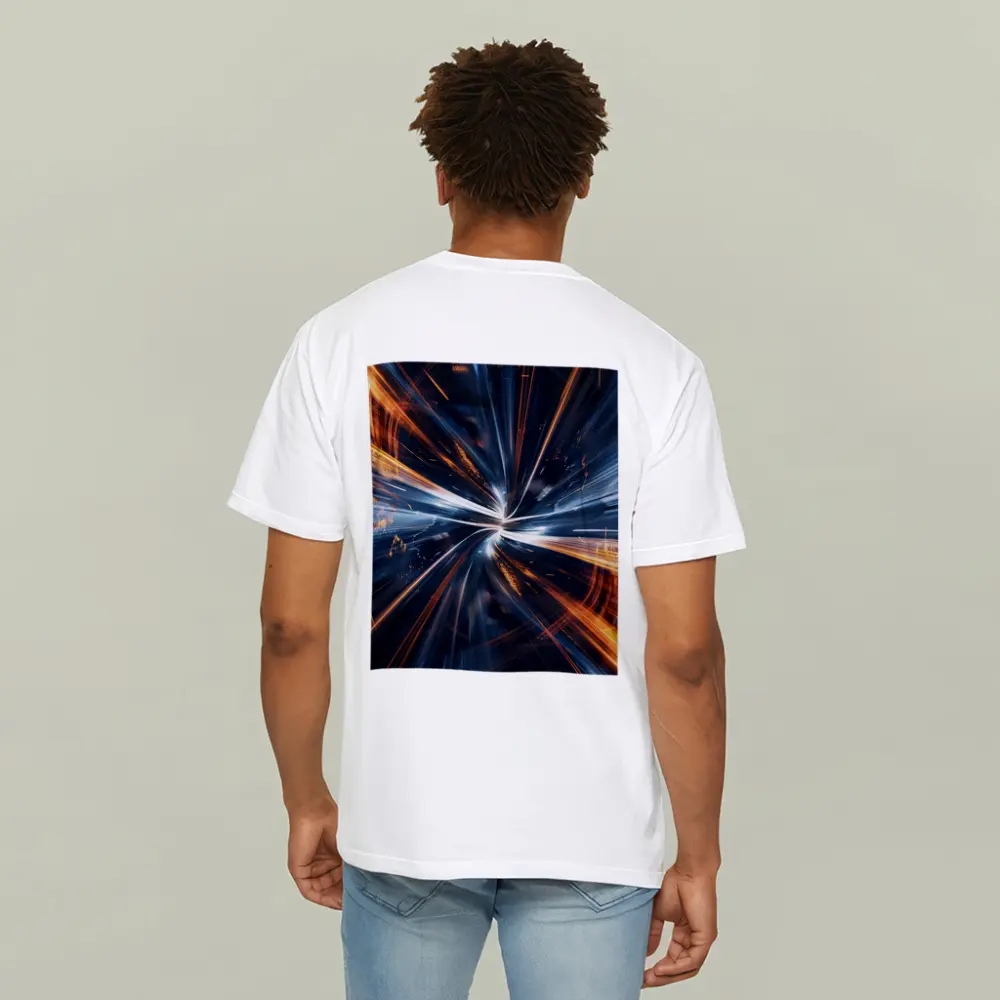 Blue Orange Light Speed Tunnel Abstract Art – T-Shirts