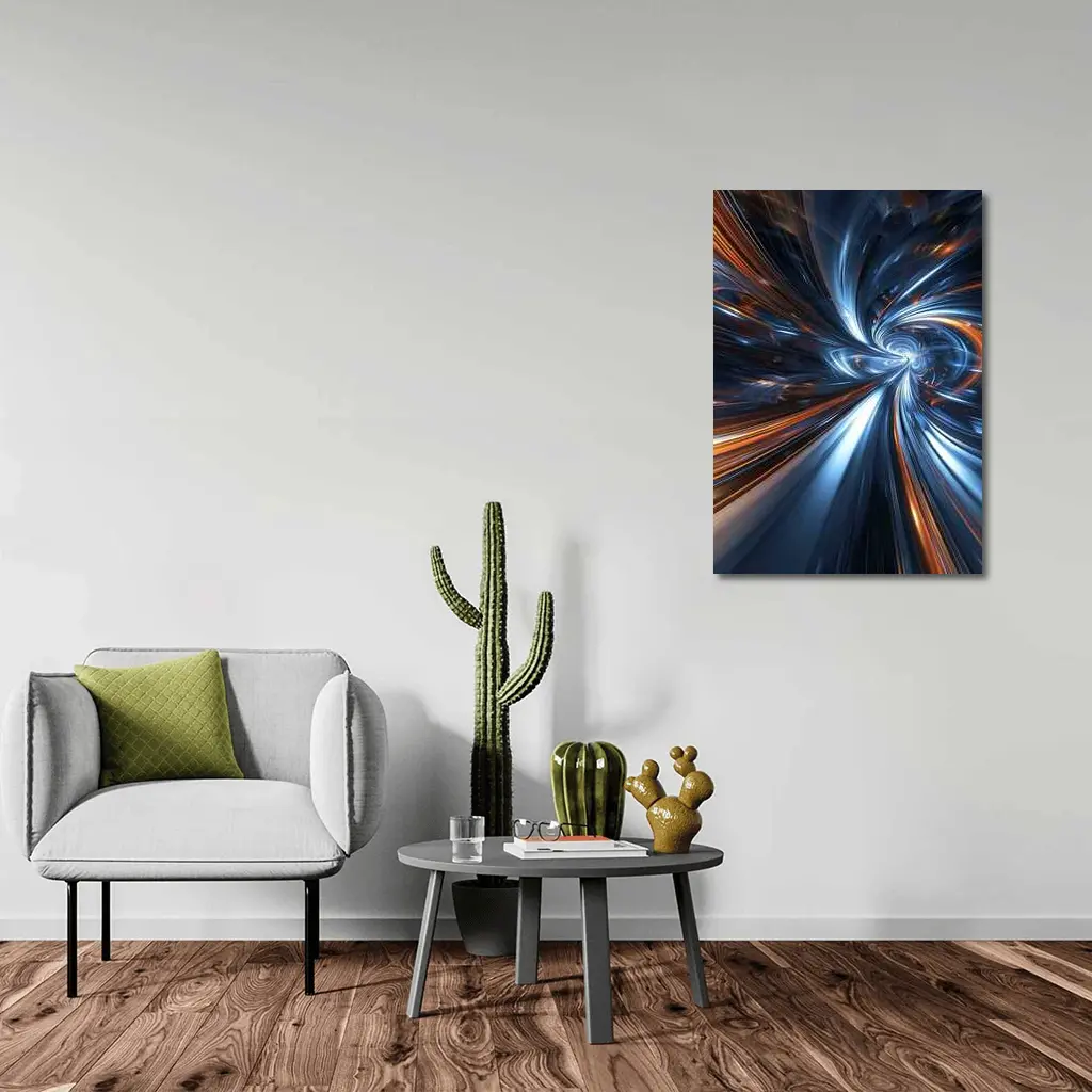 Blue Orange Swirl Abstract Digital Art – Wall Art