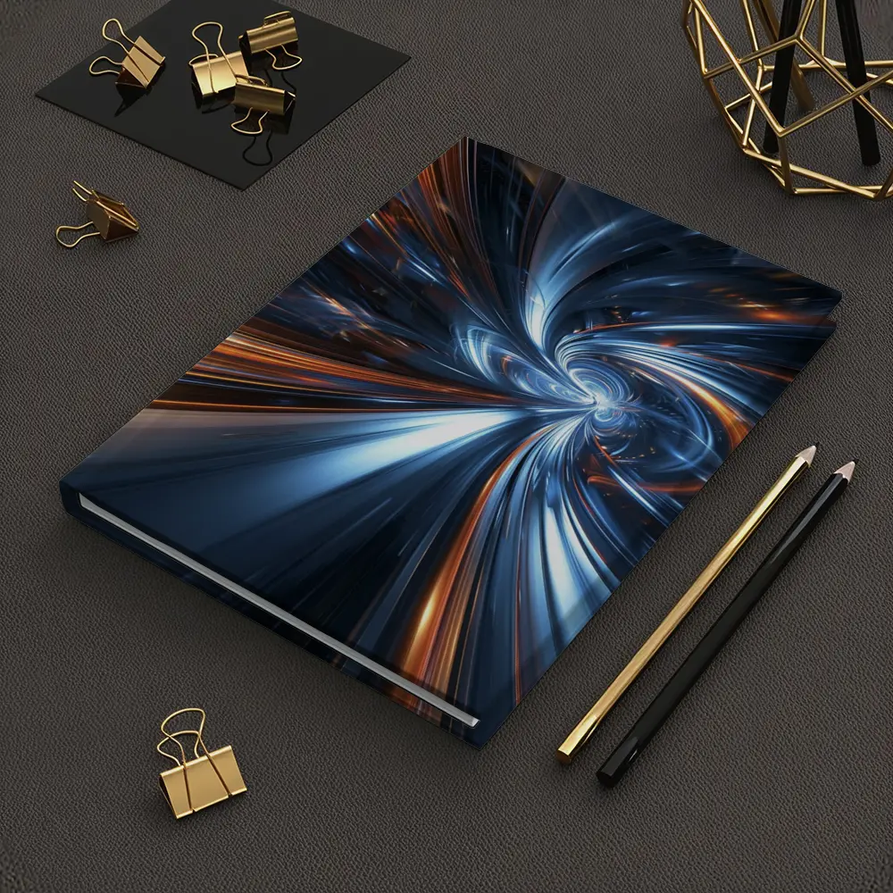 Blue Orange Swirl Abstract Digital Art – Notebooks