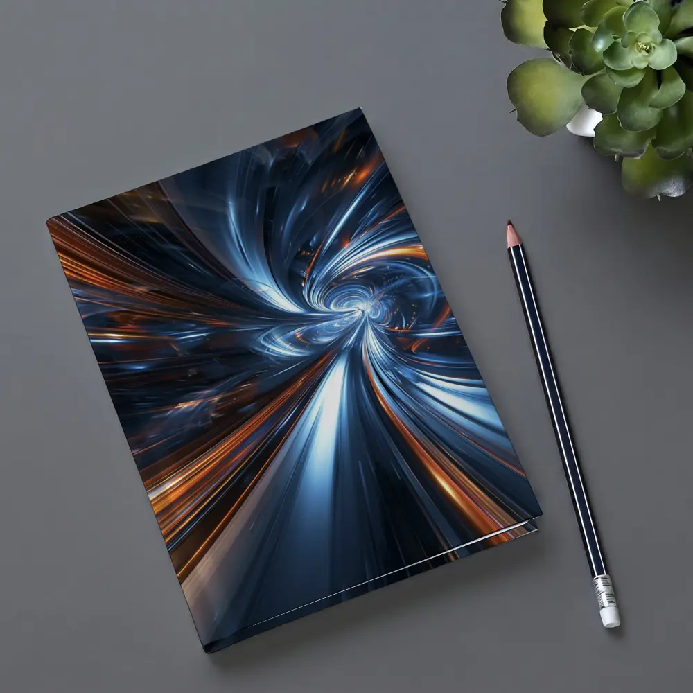 Blue Orange Swirl Abstract Digital Art – Notebooks