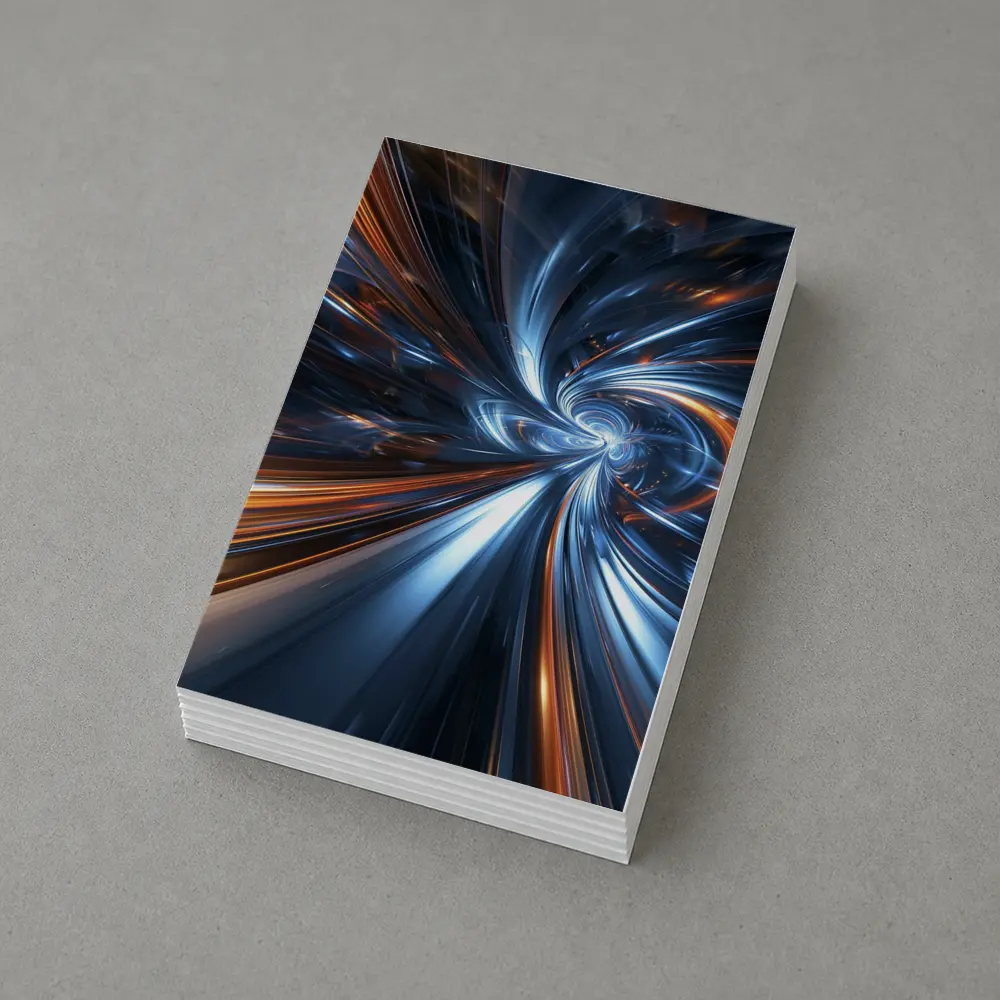 Blue Orange Swirl Abstract Digital Art – Postcards
