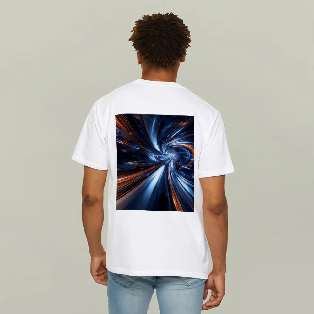 Blue Orange Swirl Abstract Digital Art – T-Shirts