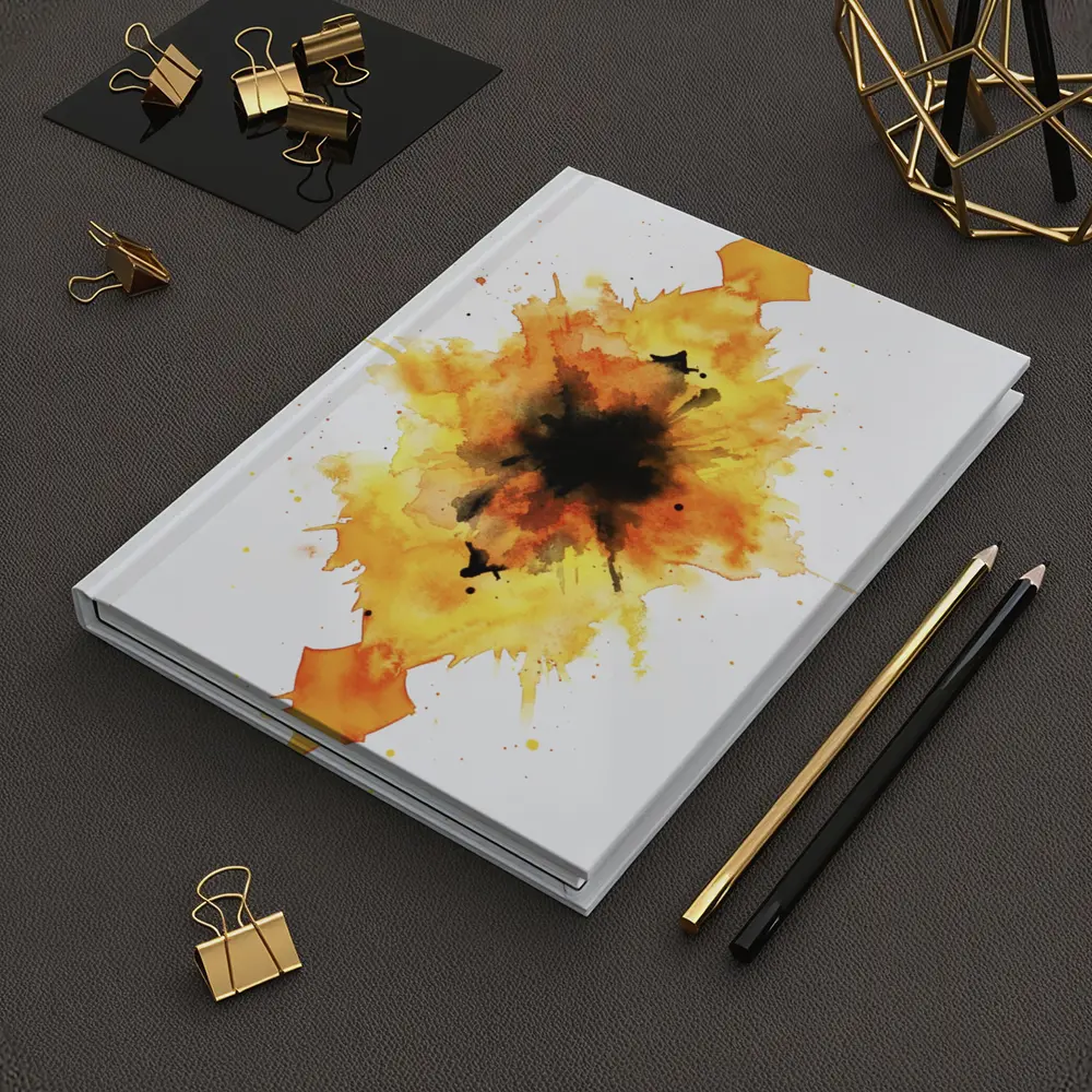 Fiery Watercolor Explosion Abstract Art Yellow – Notebooks