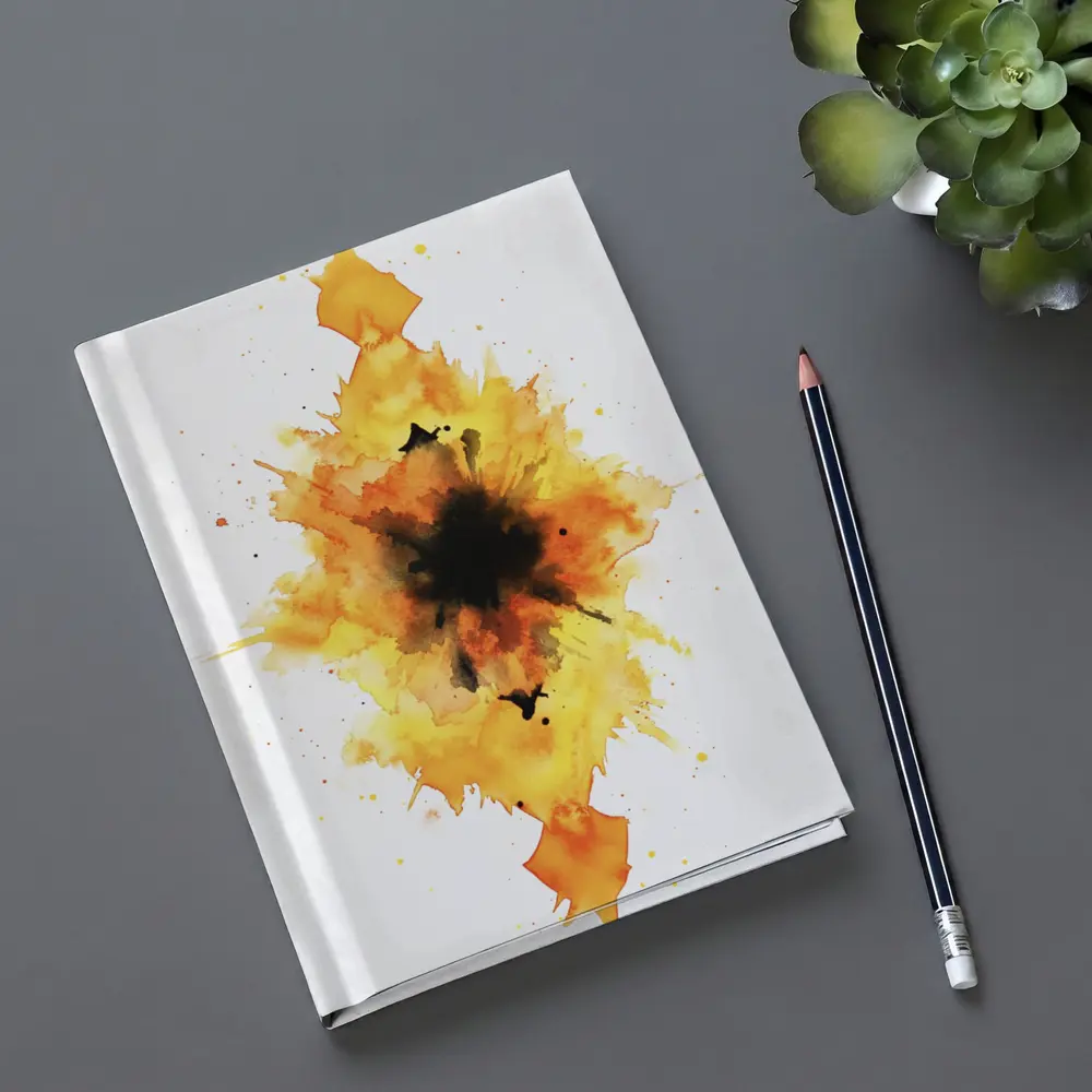 Fiery Watercolor Explosion Abstract Art Yellow – Notebooks