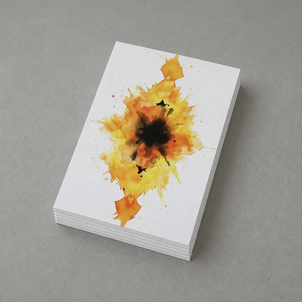Fiery Watercolor Explosion Abstract Art Yellow – Postcards