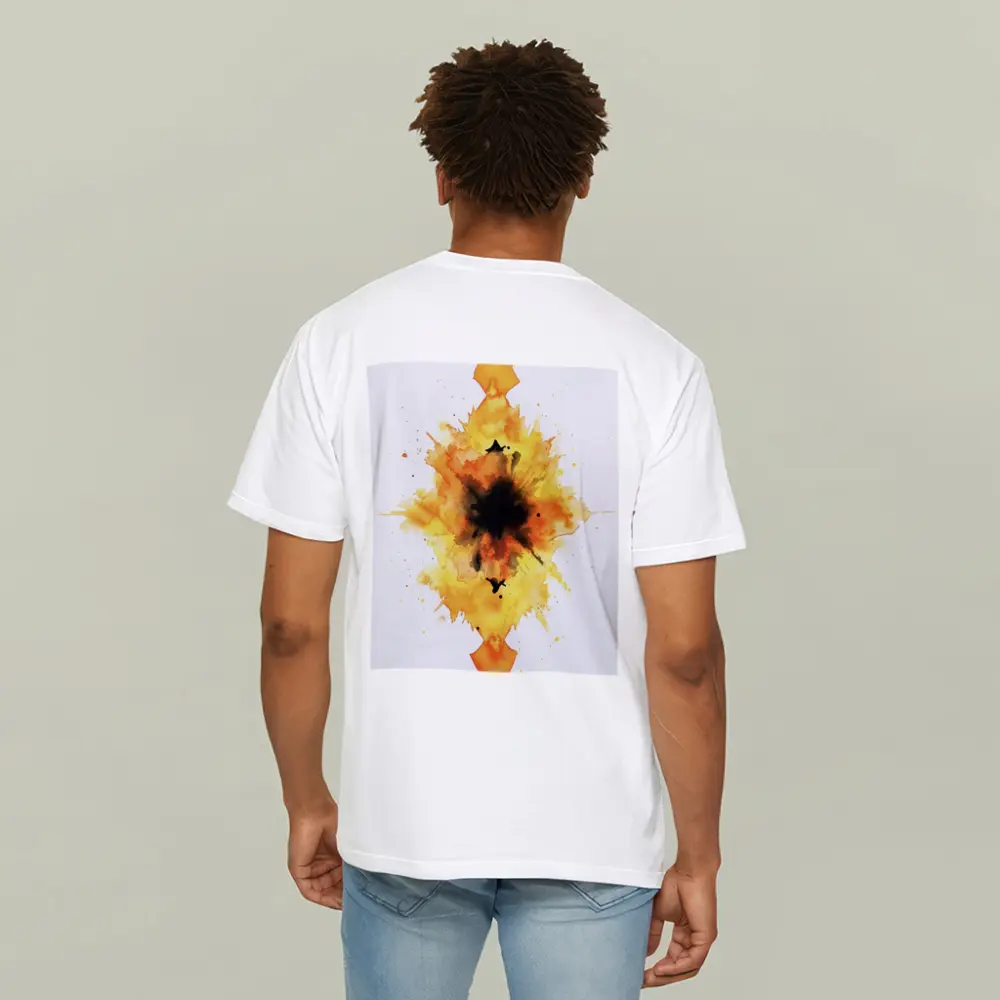 Fiery Watercolor Explosion Abstract Art Yellow – T-Shirts