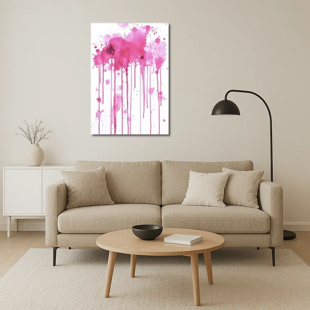 Pink Watercolor Splatter Drips Abstract Art – Wall Art