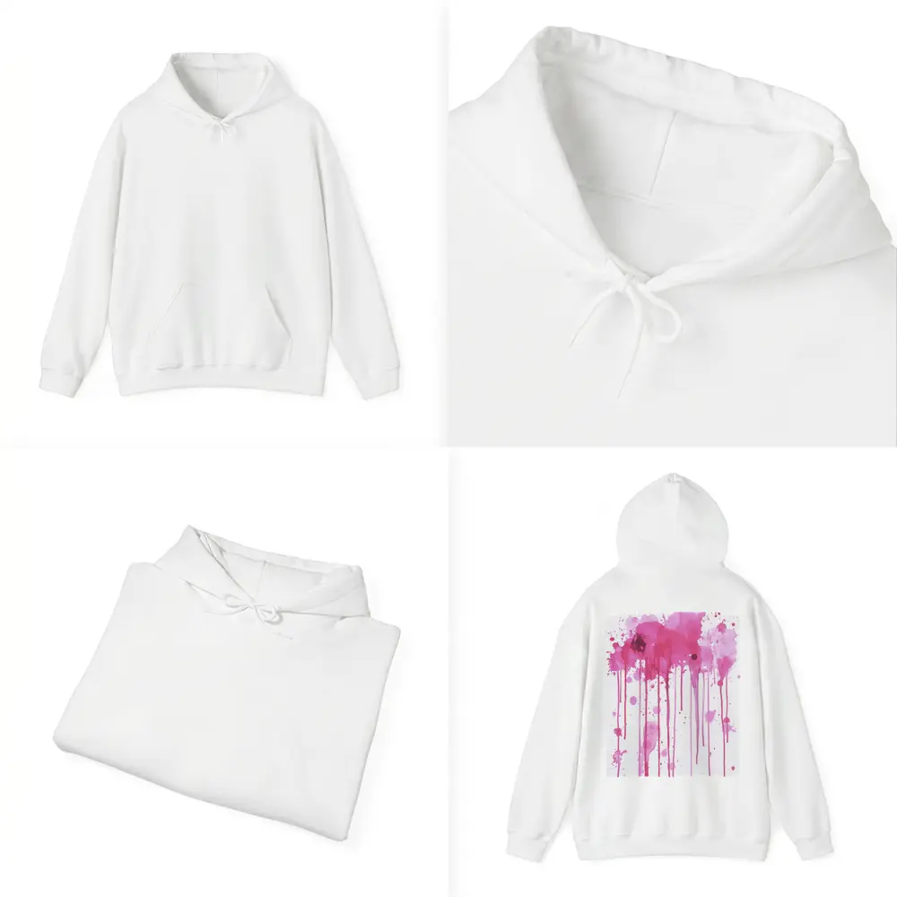 Pink Watercolor Splatter Drips Abstract Art – Hoodies