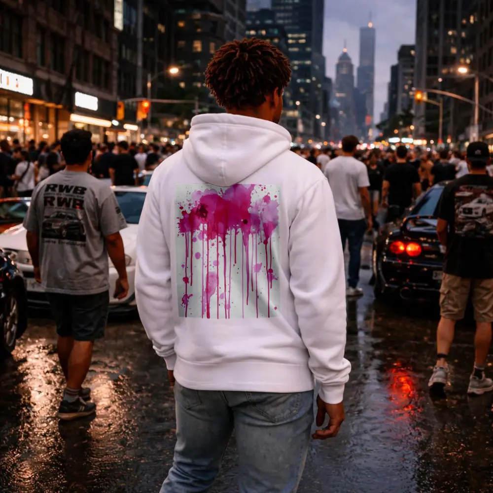 Pink Watercolor Splatter Drips Abstract Art – Hoodies