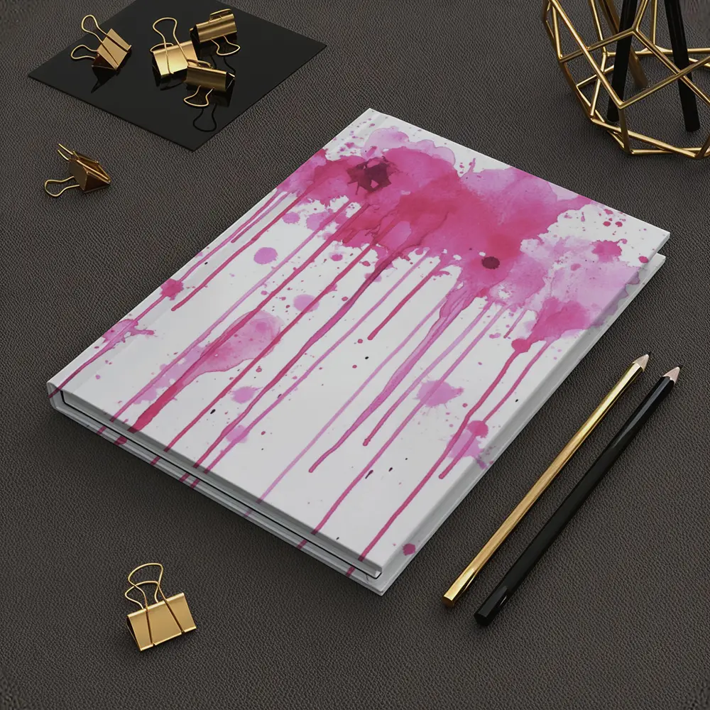 Pink Watercolor Splatter Drips Abstract Art – Notebooks