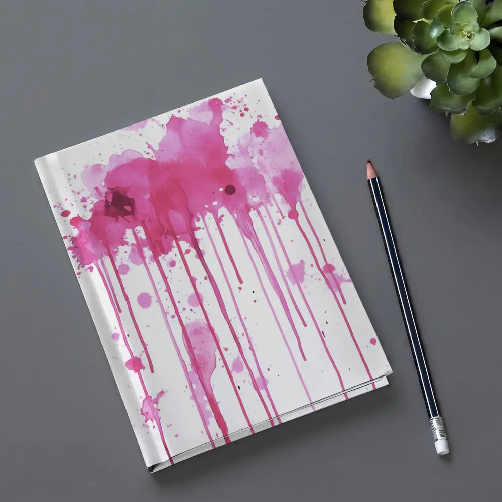 Pink Watercolor Splatter Drips Abstract Art – Notebooks