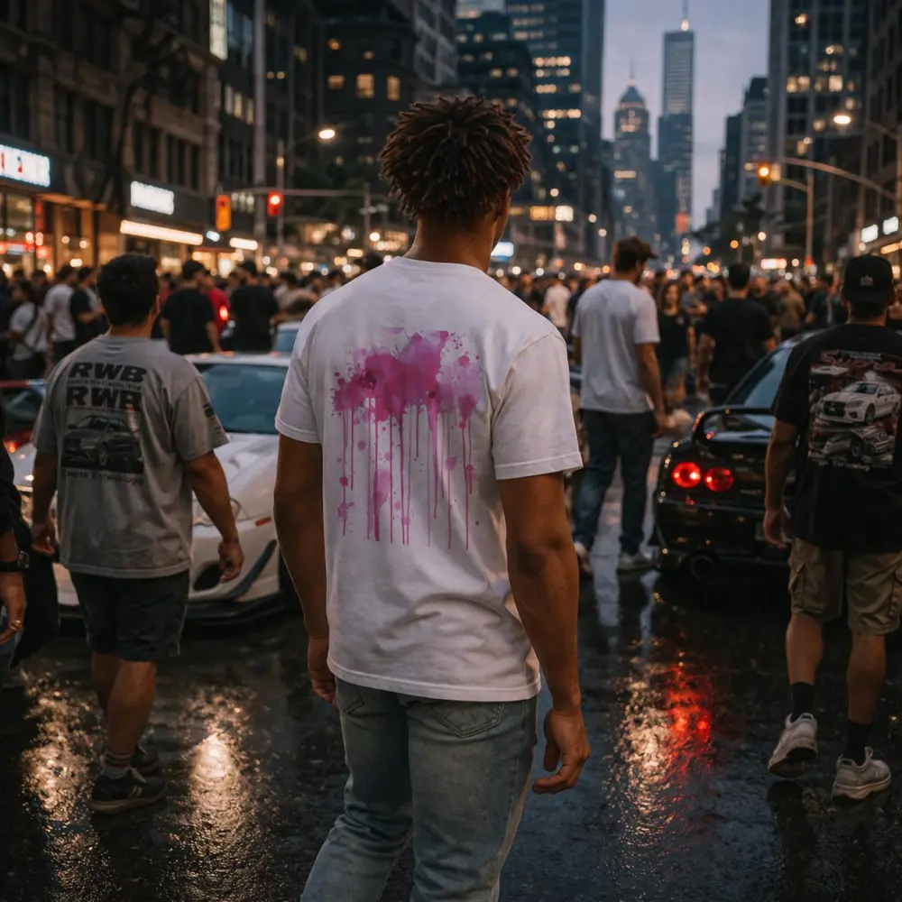 Pink Watercolor Splatter Drips Abstract Art – T-Shirts