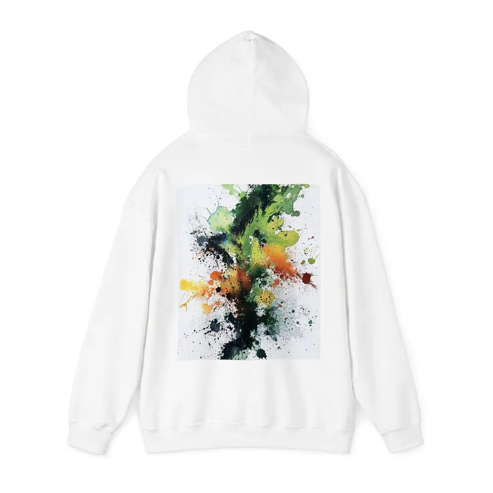 Green Orange Black Abstract Ink Splash Art – Hoodies