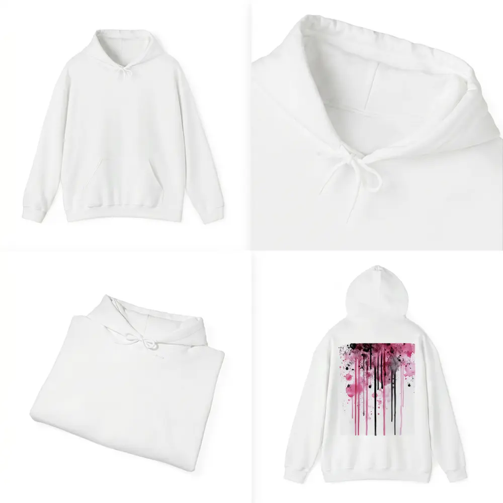 Pink Black Watercolor Drip Splash Art – Hoodies