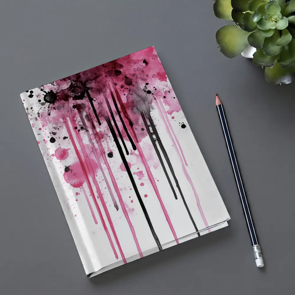 Pink Black Watercolor Drip Splash Art – Notebooks