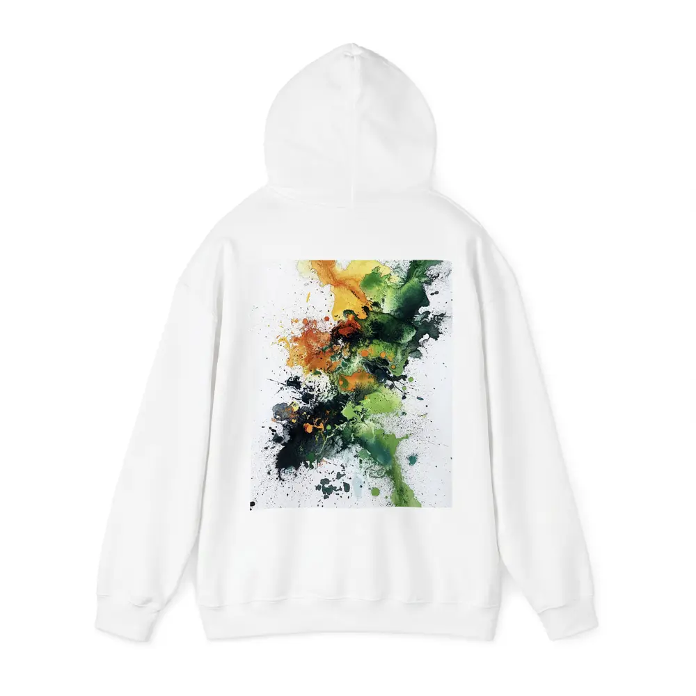 Abstract Green Orange Ink Splash White Background – Hoodies