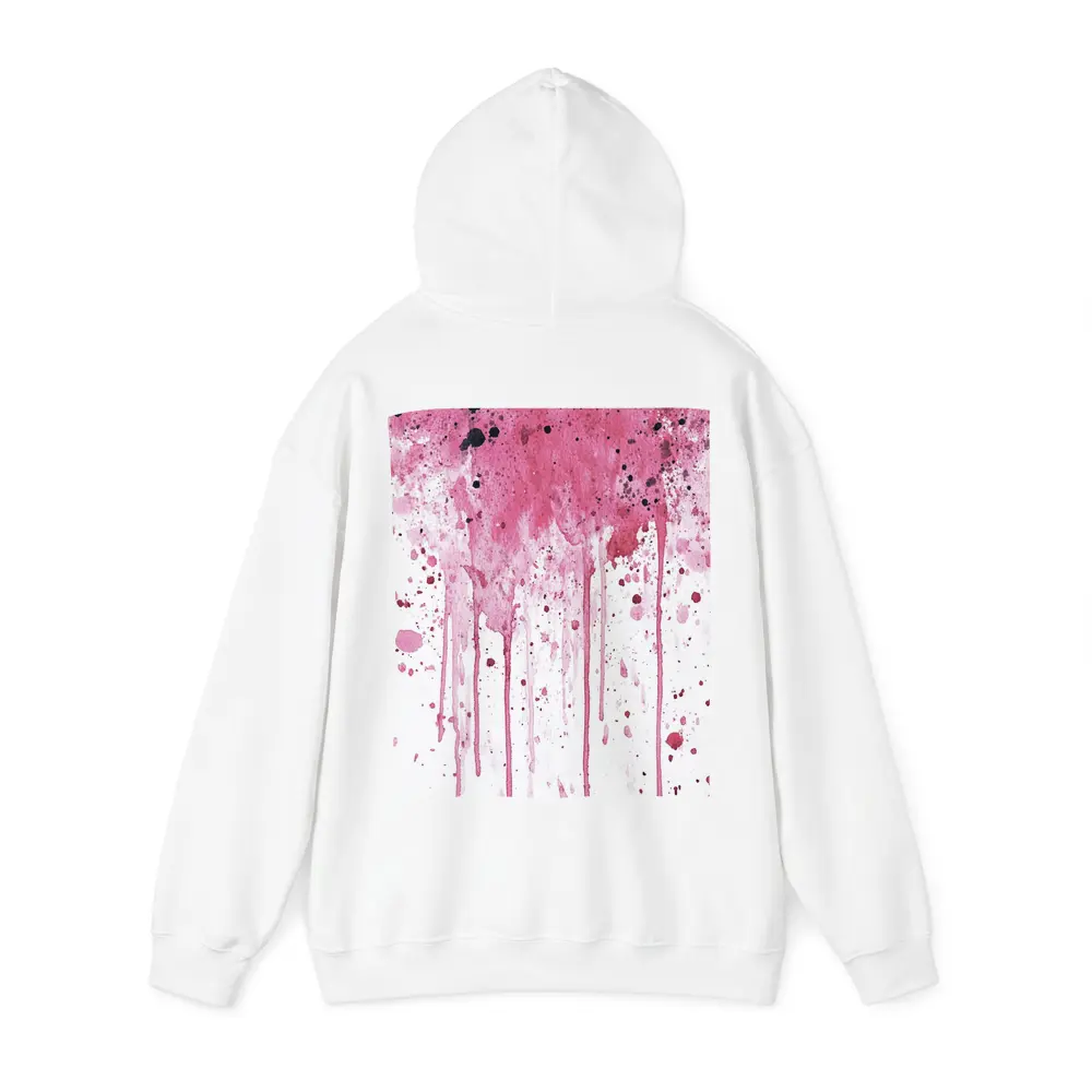 Pink Watercolor Splatter Drips White Background – Hoodies