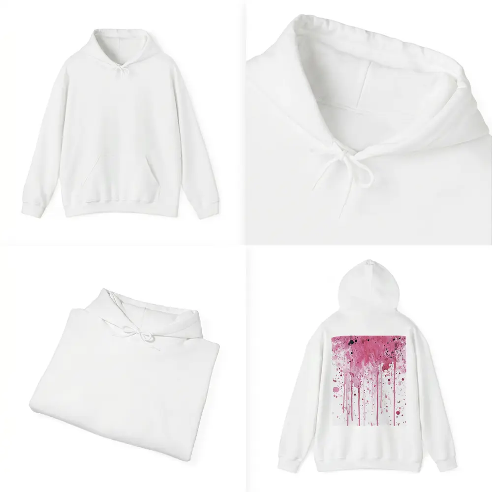 Pink Watercolor Splatter Drips White Background – Hoodies