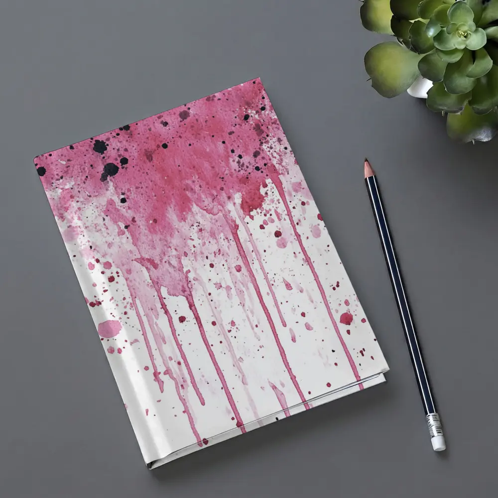 Pink Watercolor Splatter Drips White Background – Notebooks