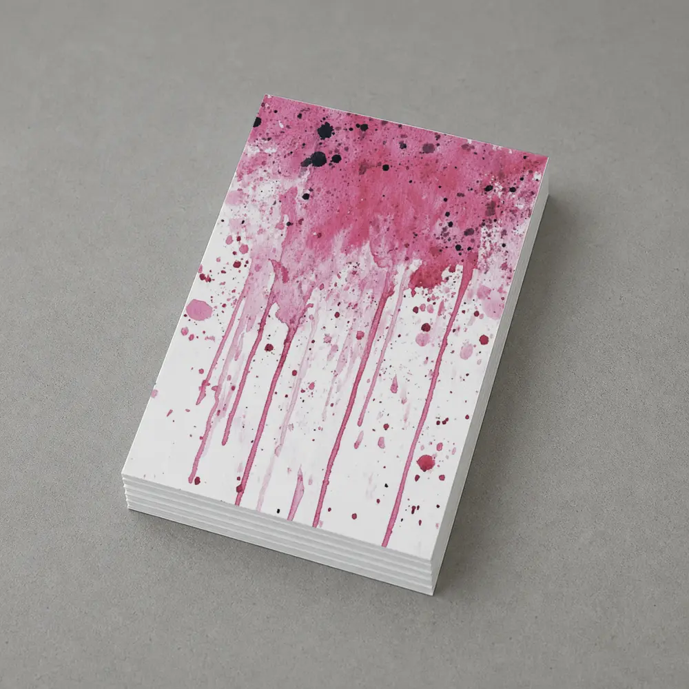 Pink Watercolor Splatter Drips White Background – Postcards