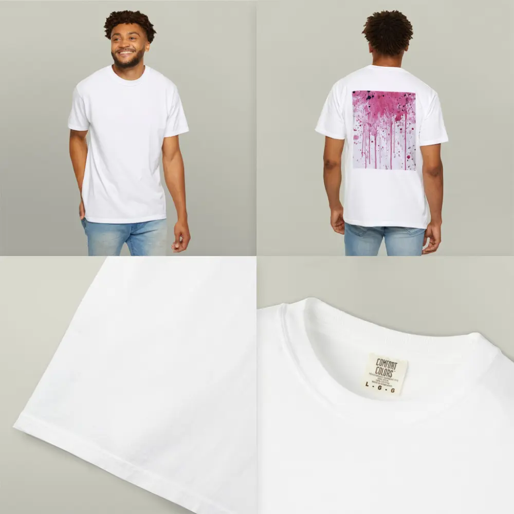 Pink Watercolor Splatter Drips White Background – T-Shirts