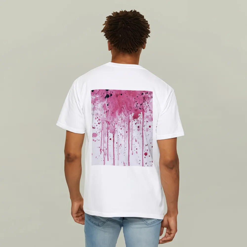 Pink Watercolor Splatter Drips White Background – T-Shirts
