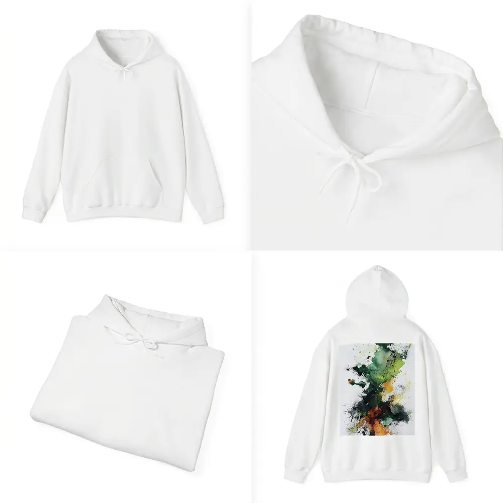 Green Orange Abstract Ink Splash Art – Hoodies