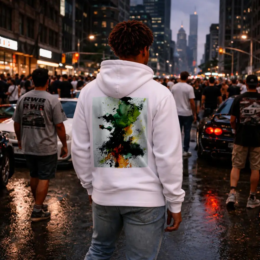 Green Orange Abstract Ink Splash Art – Hoodies