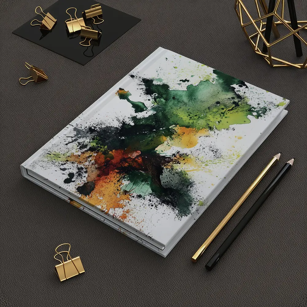 Green Orange Abstract Ink Splash Art – Notebooks