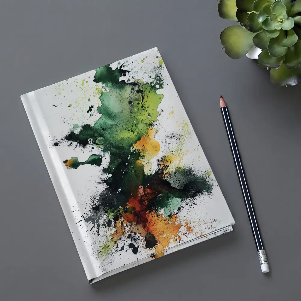 Green Orange Abstract Ink Splash Art – Notebooks