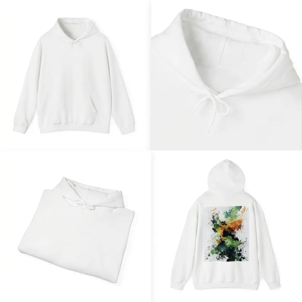 Green Orange Abstract Ink Splash Art – Hoodies