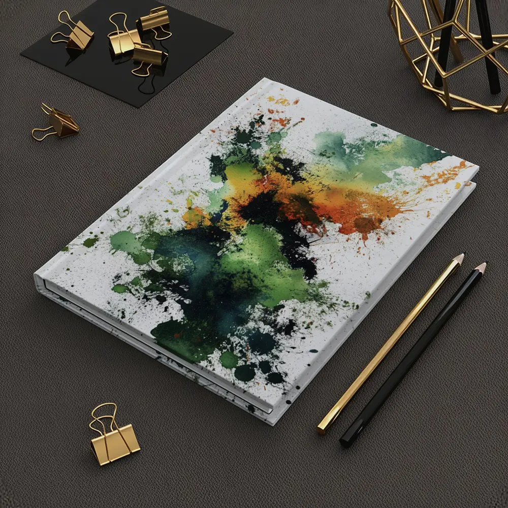 Green Orange Abstract Ink Splash Art – Notebooks